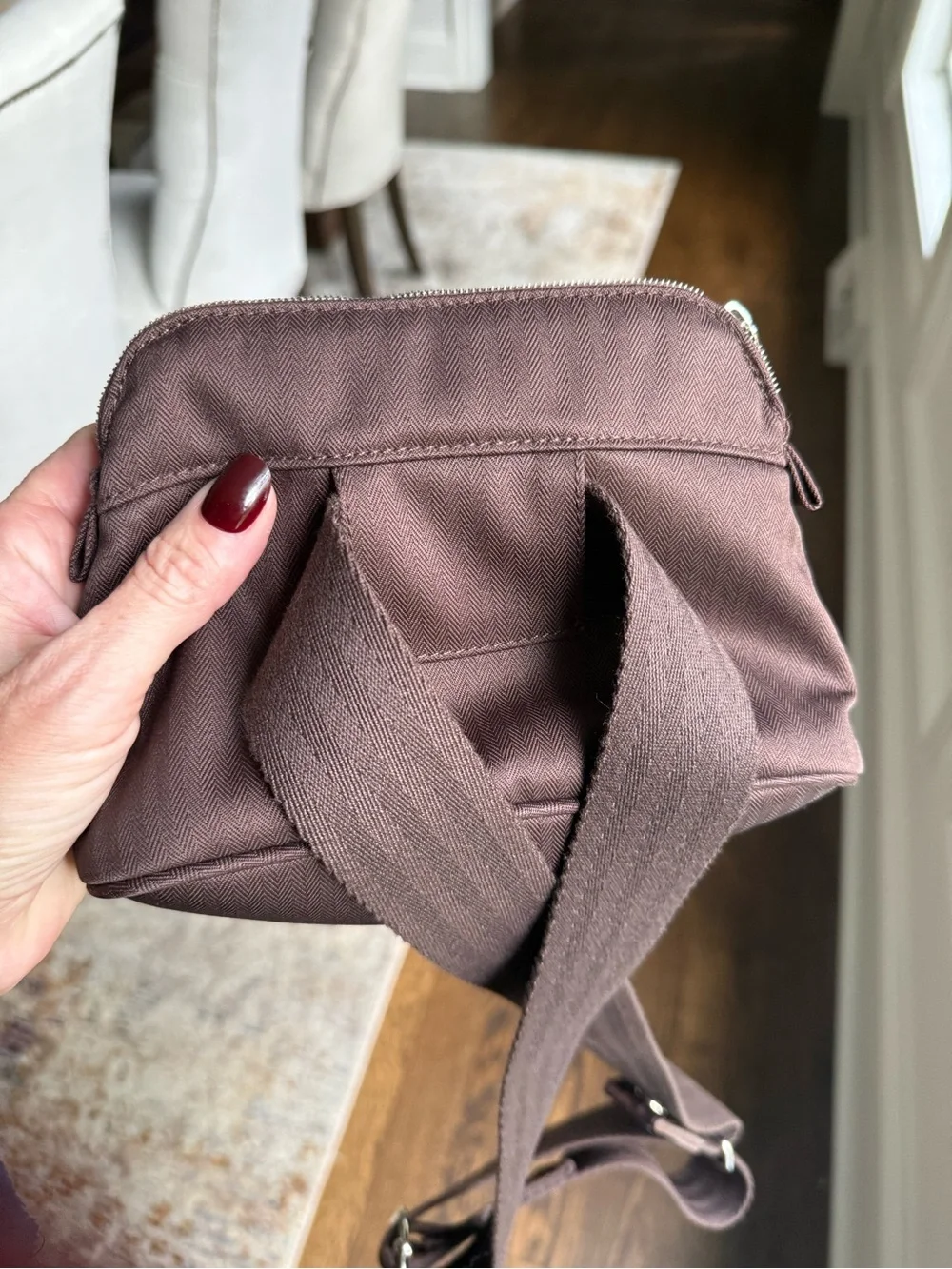Hermes Crossbody or Belt Bag/Pouch - Brown. Adjustable strap.